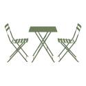 Tavolo da giardino bistrot quadrato pieghevole in metallo 60x60 cm e 2 sedie pieghevoli