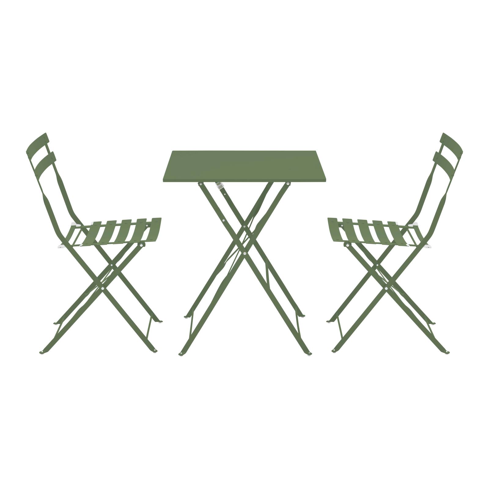 Tavolo da giardino bistrot quadrato pieghevole in metallo 60x60 cm e 2 sedie pieghevoli