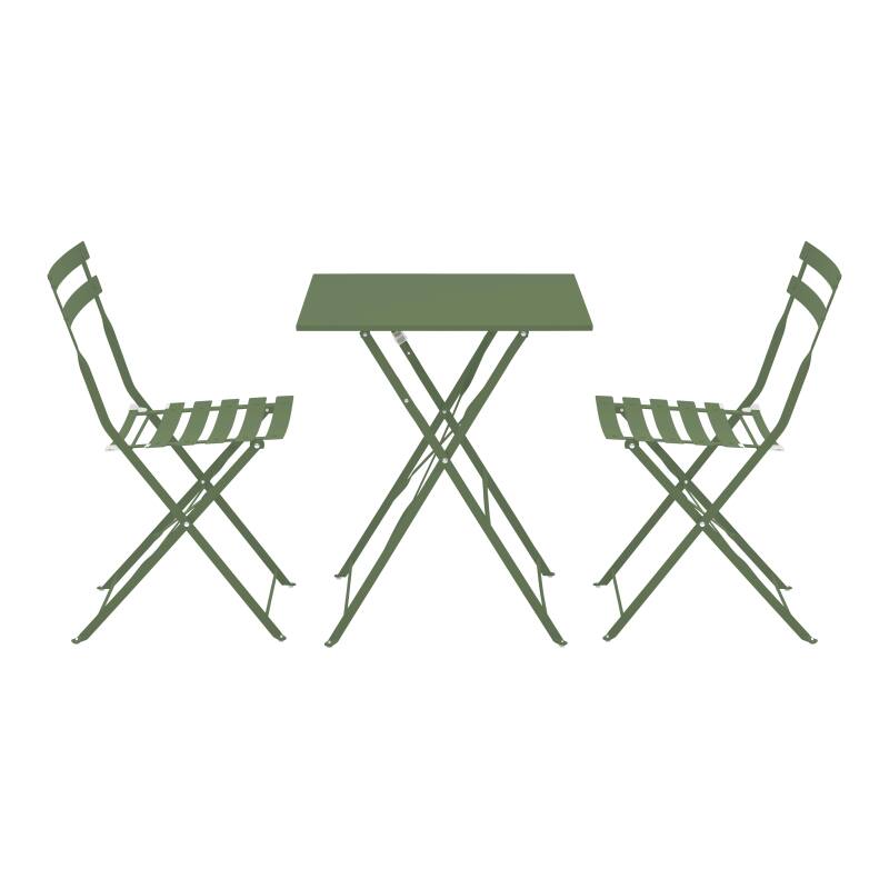 Tavolo da giardino bistrot quadrato pieghevole in metallo 60x60 cm e 2 sedie pieghevoli (2/7)