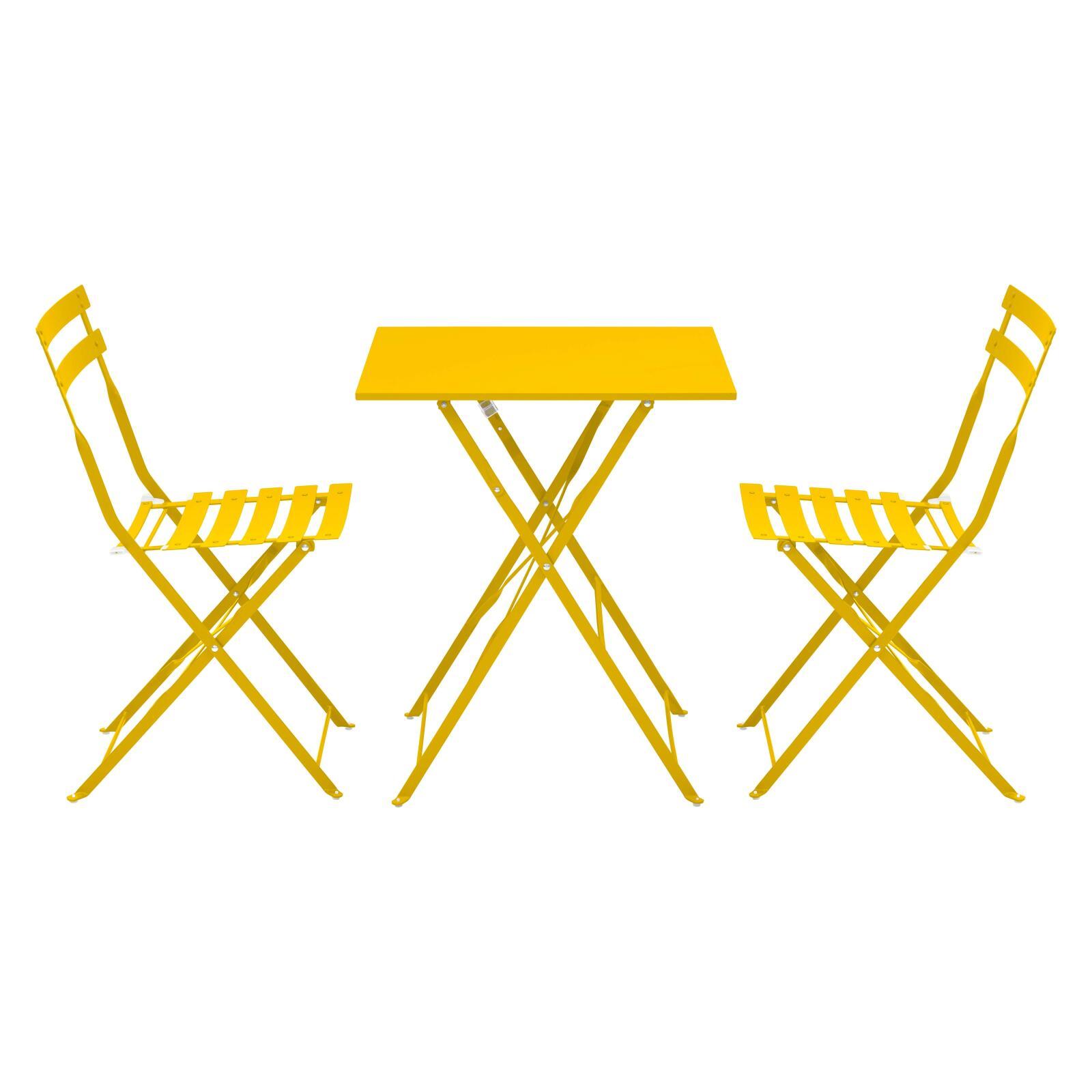 Tavolo da giardino bistrot quadrato pieghevole in metallo 60x60 cm e 2 sedie pieghevoli