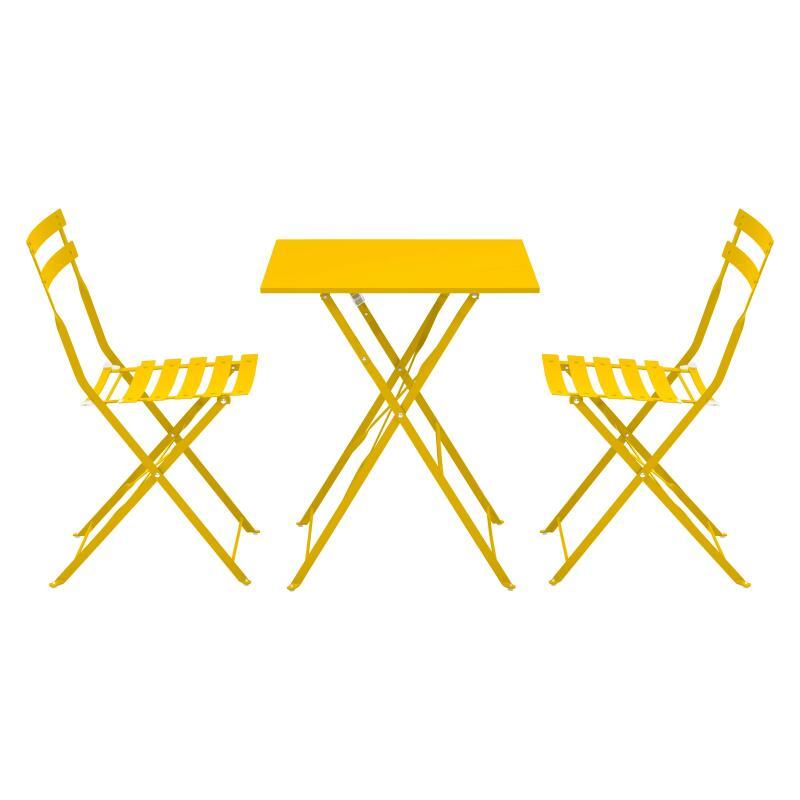 Tavolo da giardino bistrot quadrato pieghevole in metallo 60x60 cm e 2 sedie pieghevoli (2/7)