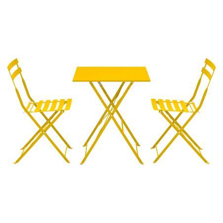 Tavolo da giardino bistrot quadrato pieghevole in metallo 60x60 cm e 2 sedie pieghevoli (2/7)