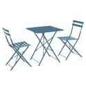 Tavolo da giardino bistrot quadrato pieghevole in metallo 60x60 cm e 2 sedie pieghevoli