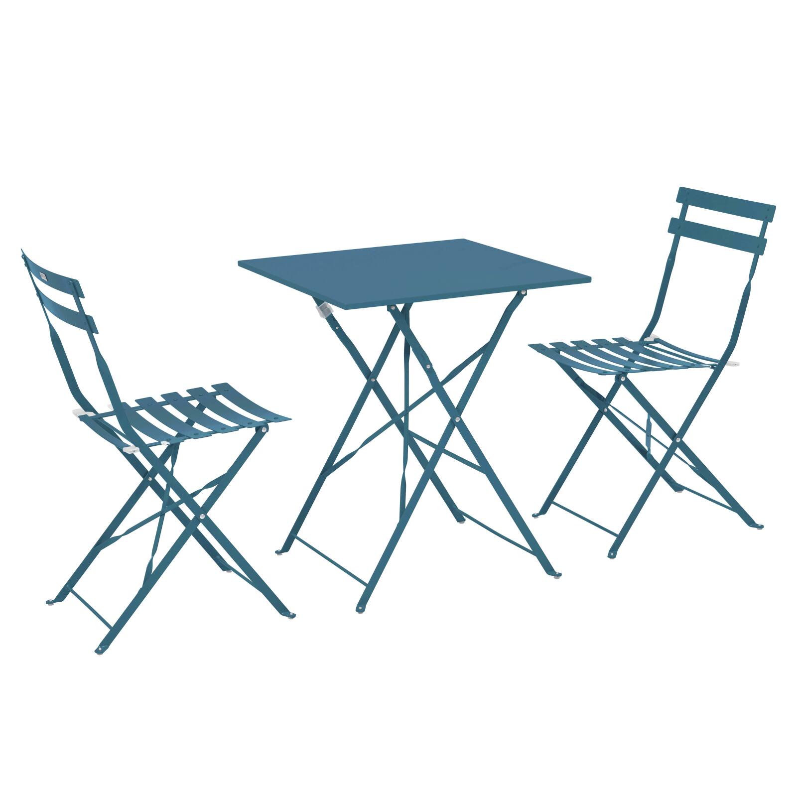 Tavolo da giardino bistrot quadrato pieghevole in metallo 60x60 cm e 2 sedie pieghevoli