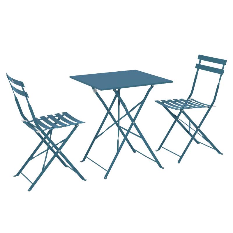 Tavolo da giardino bistrot quadrato pieghevole in metallo 60x60 cm e 2 sedie pieghevoli