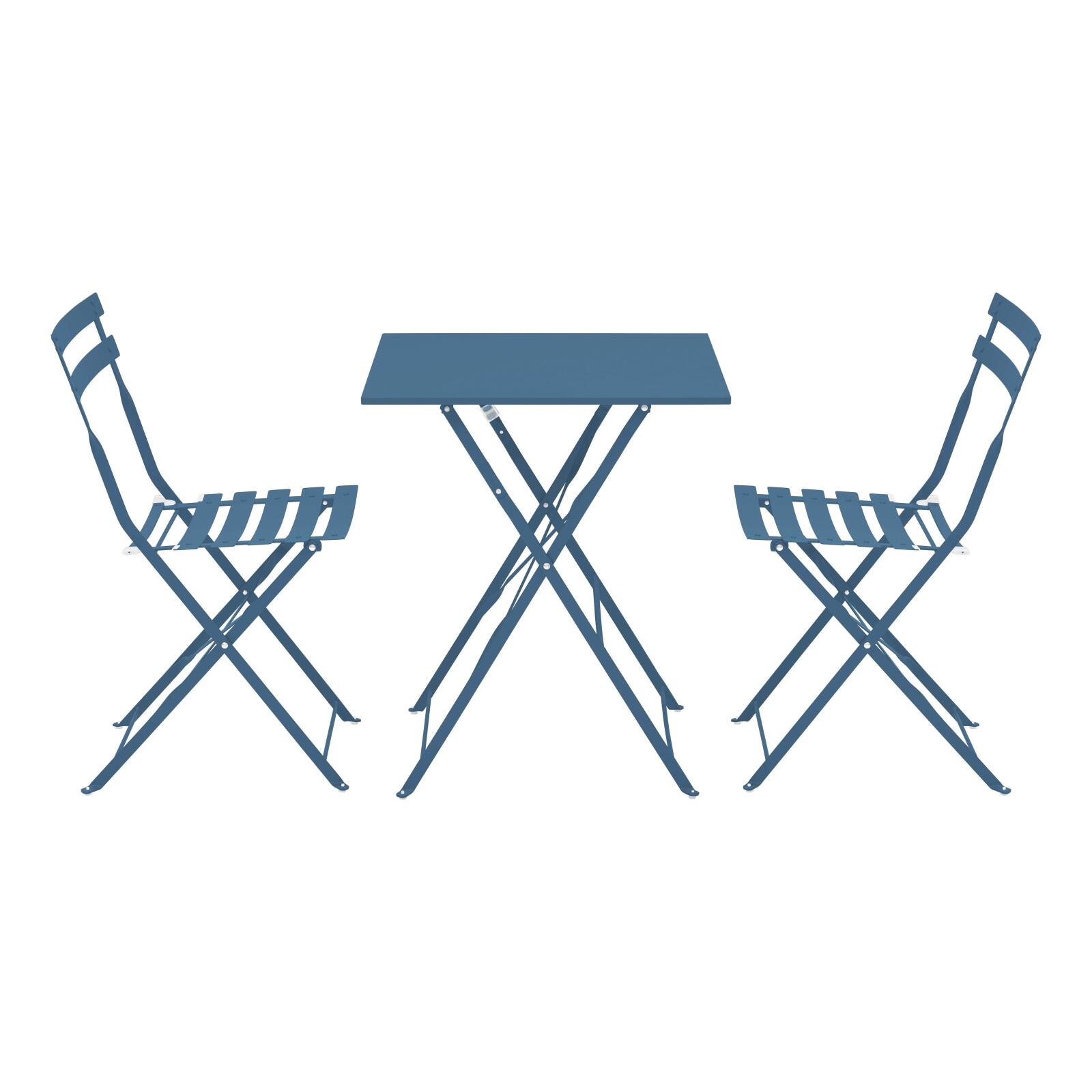 Tavolo da giardino bistrot quadrato pieghevole in metallo 60x60 cm e 2 sedie pieghevoli