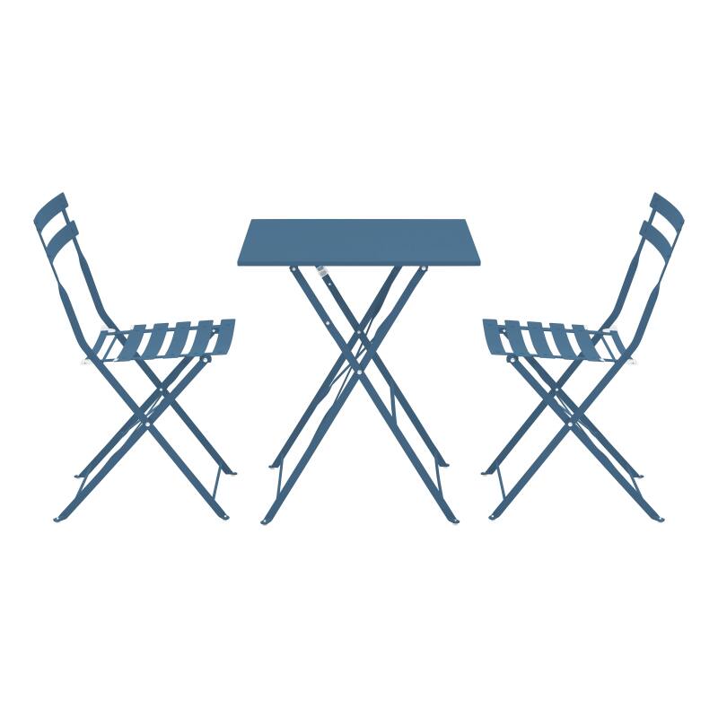 Tavolo da giardino bistrot quadrato pieghevole in metallo 60x60 cm e 2 sedie pieghevoli (2/7)