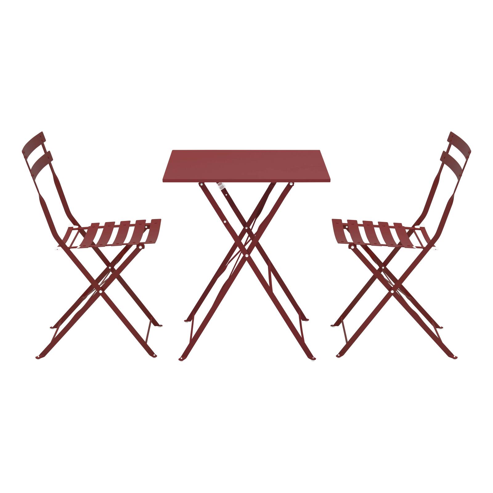 Tavolo da giardino bistrot quadrato pieghevole in metallo 60x60 cm e 2 sedie pieghevoli