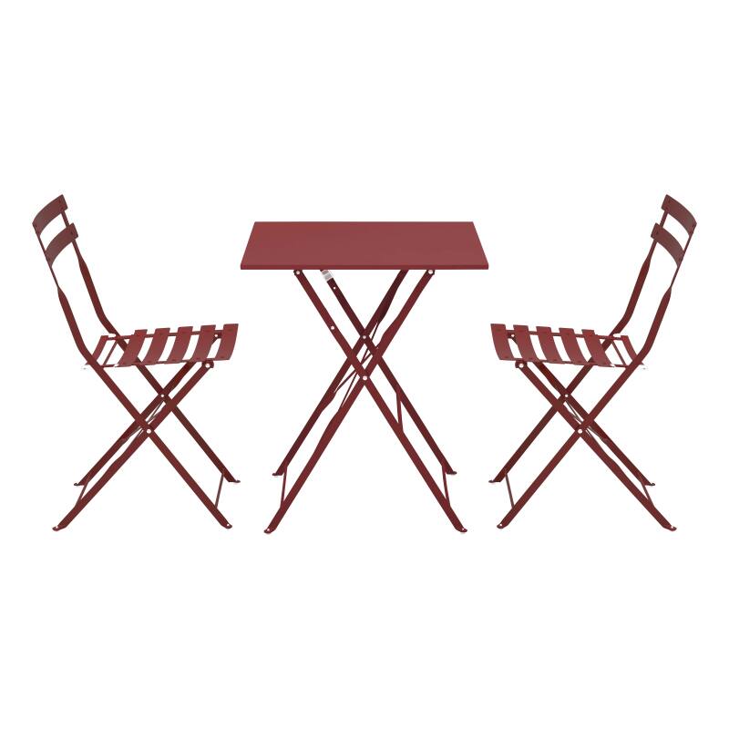 Tavolo da giardino bistrot quadrato pieghevole in metallo 60x60 cm e 2 sedie pieghevoli (2/7)