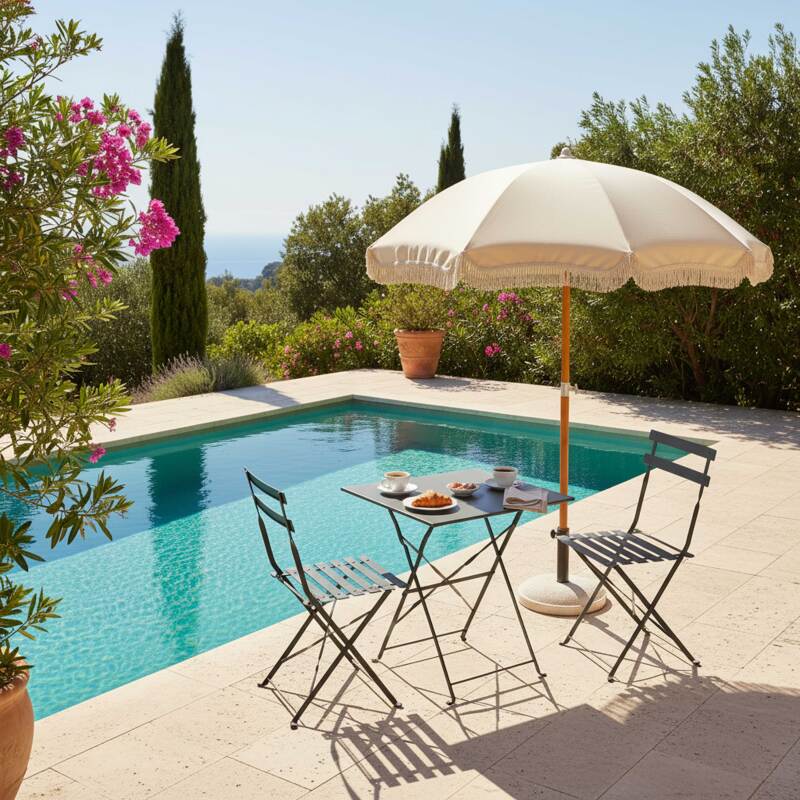 Tavolo da giardino bistrot quadrato pieghevole in metallo 60x60 cm e 2 sedie pieghevoli