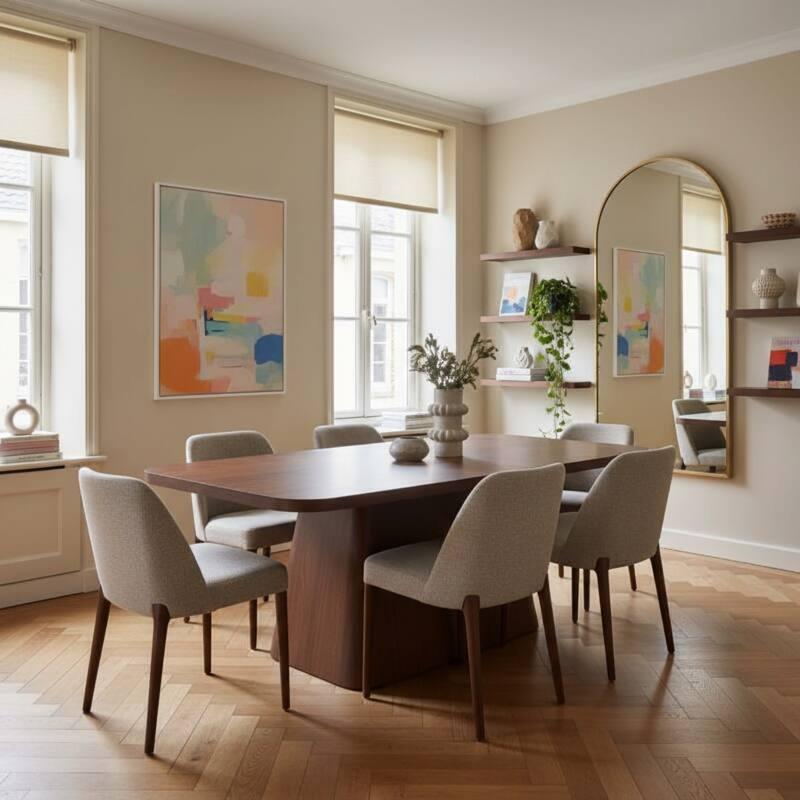 Tavolo da pranzo effetto legno per 4 persone