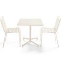 Tavolo da giardino bistrot quadrato inclnabile in metallo con piede incassato 70x70 cm e 2 sedie