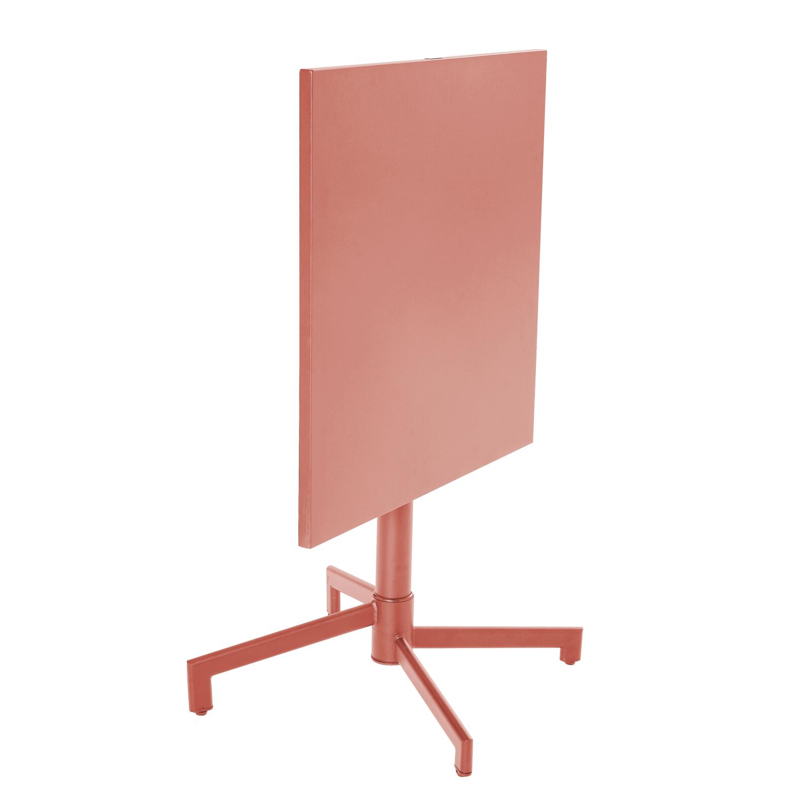 Tavolo da giardino bistrot quadrato inclnabile in metallo con piede incassato 70x70 cm e 2 sedie