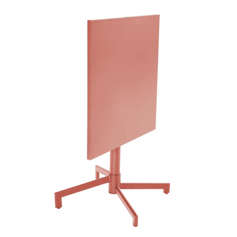 Tavolo da giardino bistrot quadrato inclnabile in metallo con piede incassato 70x70 cm e 2 sedie (4/9)