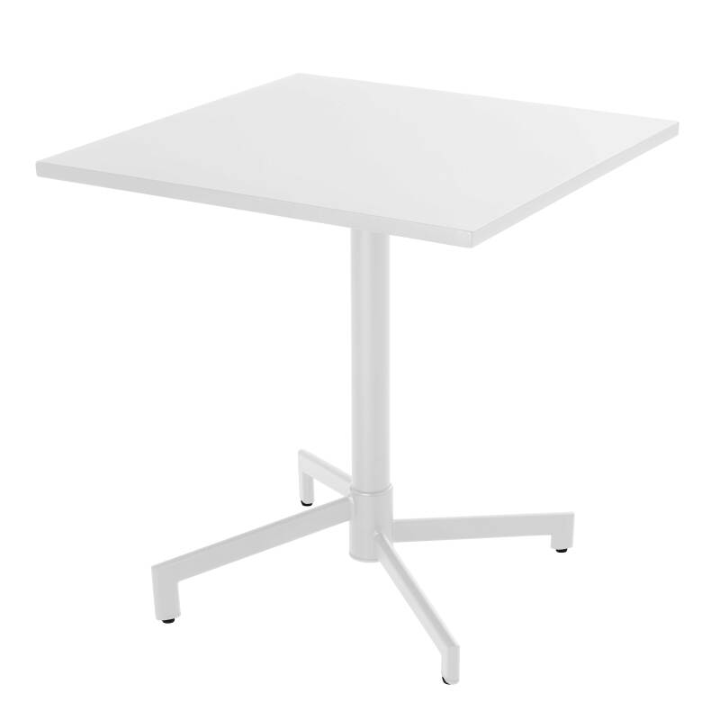 Tavolo da giardino bistrot quadrato inclnabile in metallo con piede incassato 70x70 cm e 2 sedie