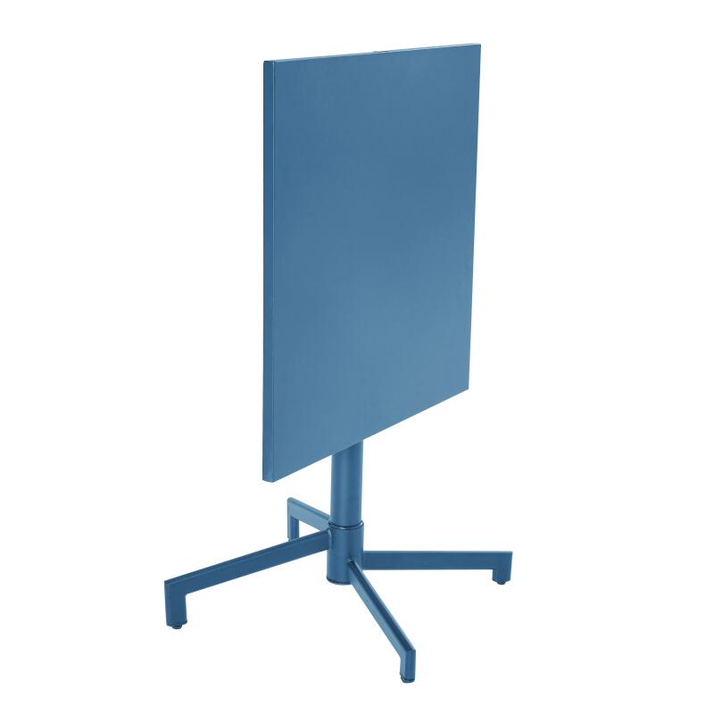 Tavolo da giardino bistrot quadrato inclnabile in metallo con piede incassato 70x70 cm e 2 sedie (3/9)