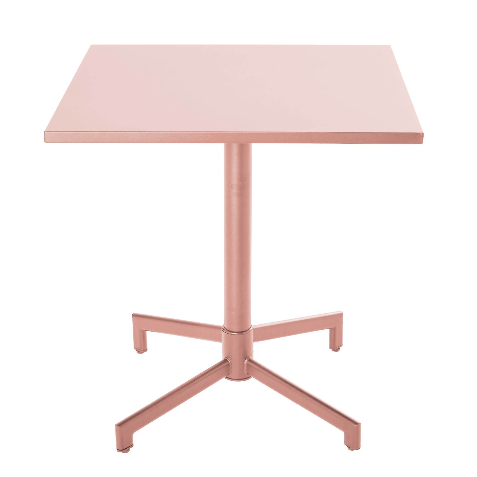 Tavolo da giardino bistrot quadrato inclnabile in metallo con piede incassato 70x70 cm e 2 sedie