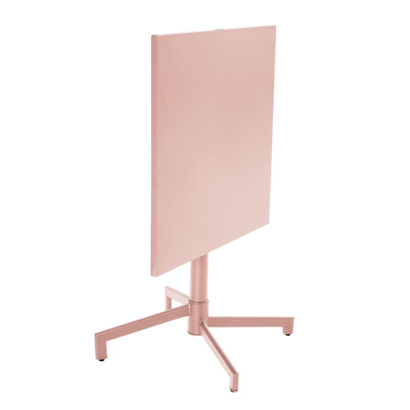 Tavolo da giardino bistrot quadrato inclnabile in metallo con piede incassato 70x70 cm e 2 sedie (3/8)