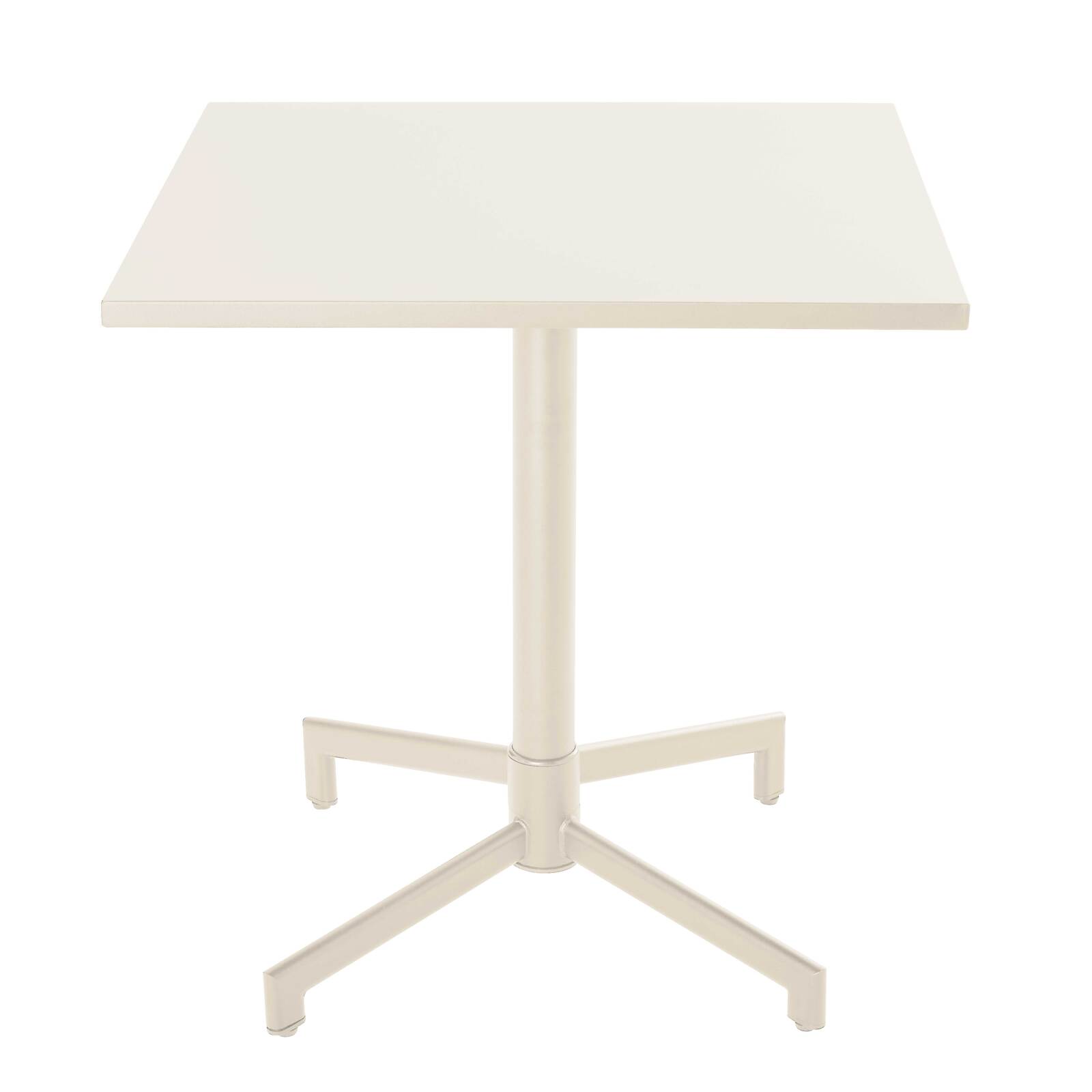 Tavolo da giardino bistrot quadrato inclnabile in metallo con piede incassato 70x70 cm e 2 sedie