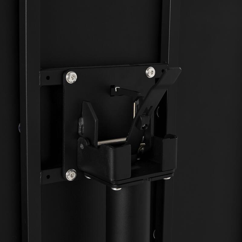 Tavolo da giardino bistrot quadrato inclnabile in metallo con piede incassato 70x70 cm e 2 sedie (6/9)