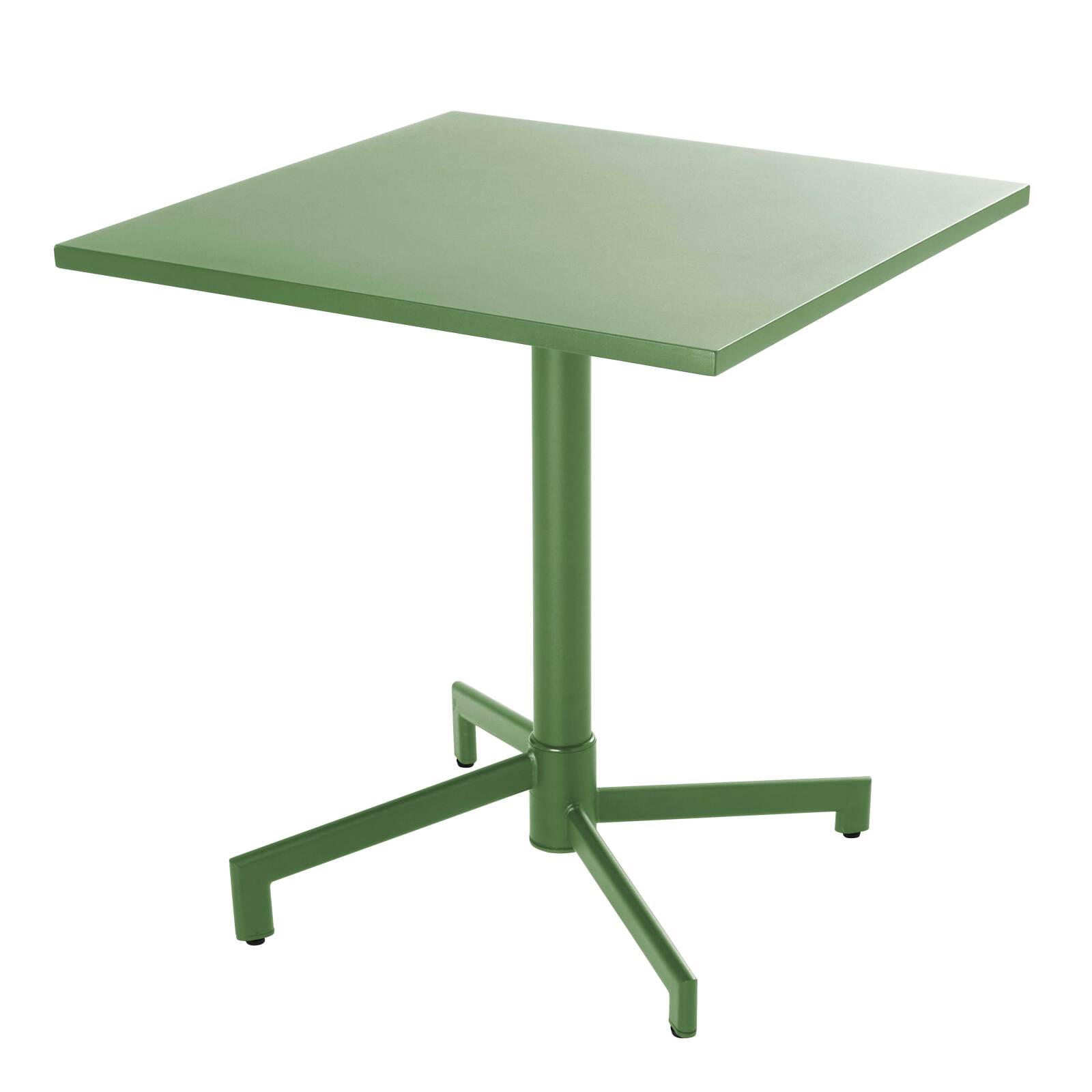 Tavolo da giardino bistrot quadrato inclnabile in metallo con piede incassato 70x70 cm e 2 sedie