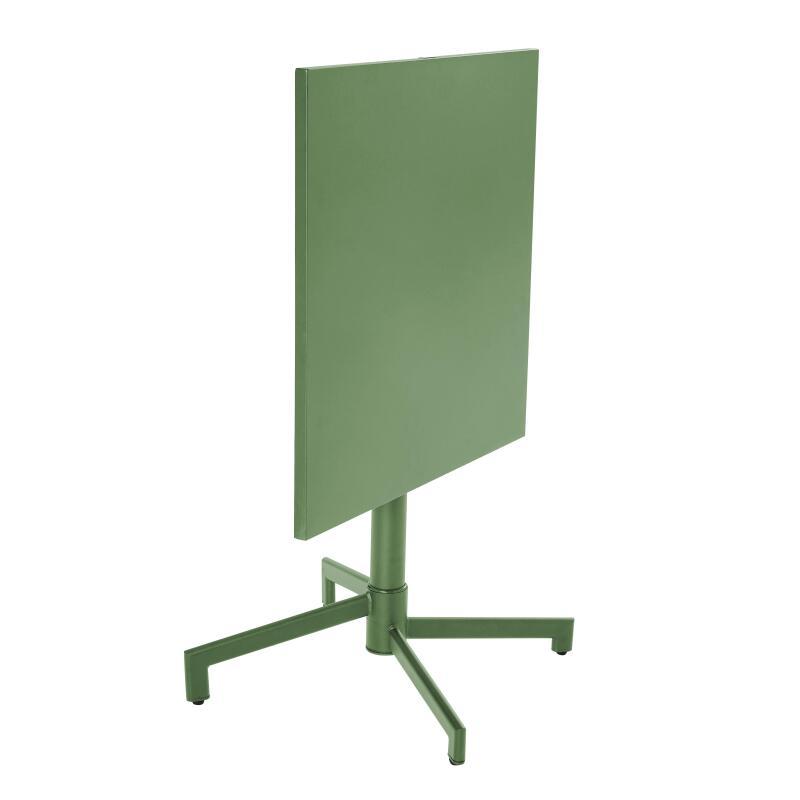 Tavolo da giardino bistrot quadrato inclnabile in metallo con piede incassato 70x70 cm e 2 sedie (4/8)