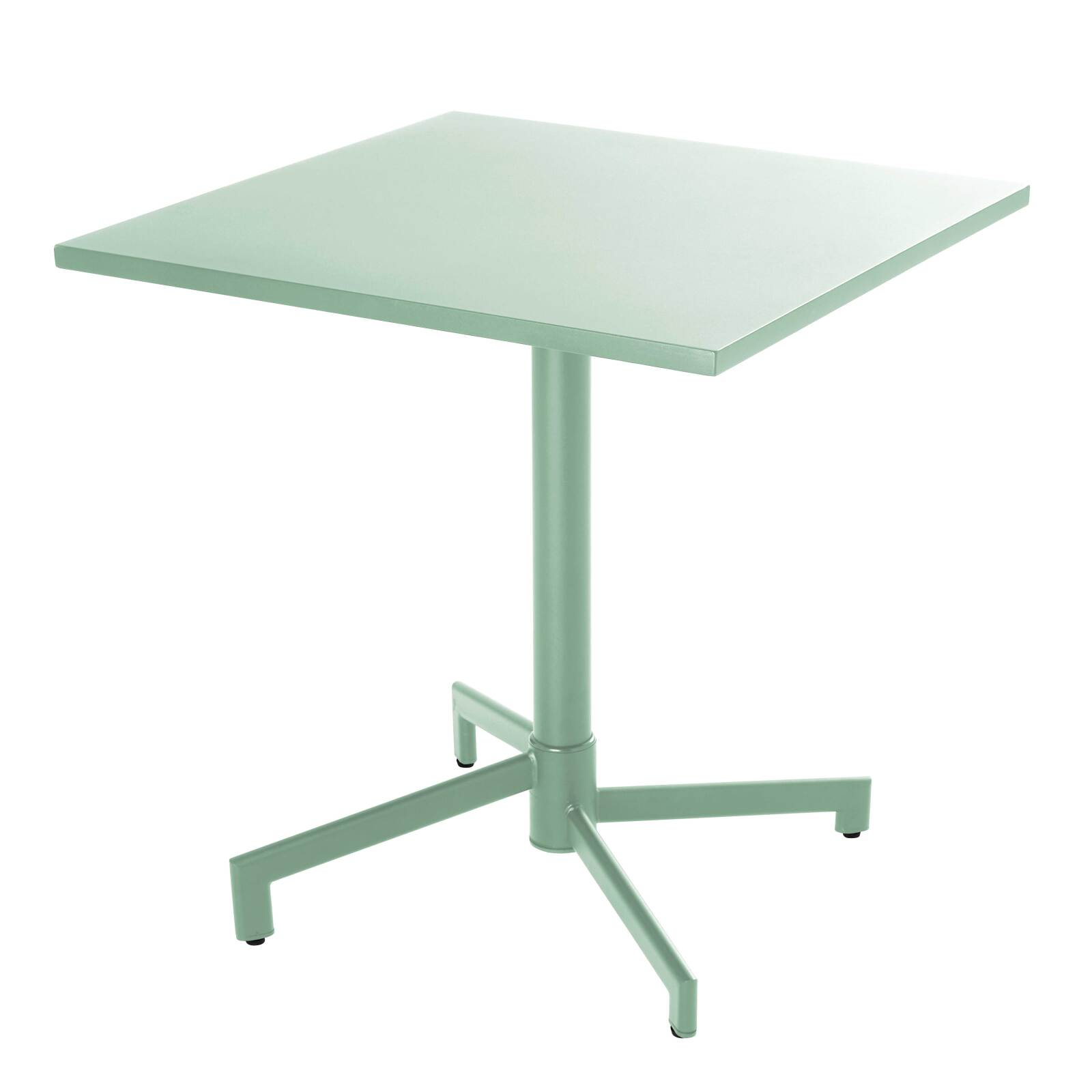 Tavolo da giardino bistrot quadrato inclnabile in metallo con piede incassato 70x70 cm e 2 sedie