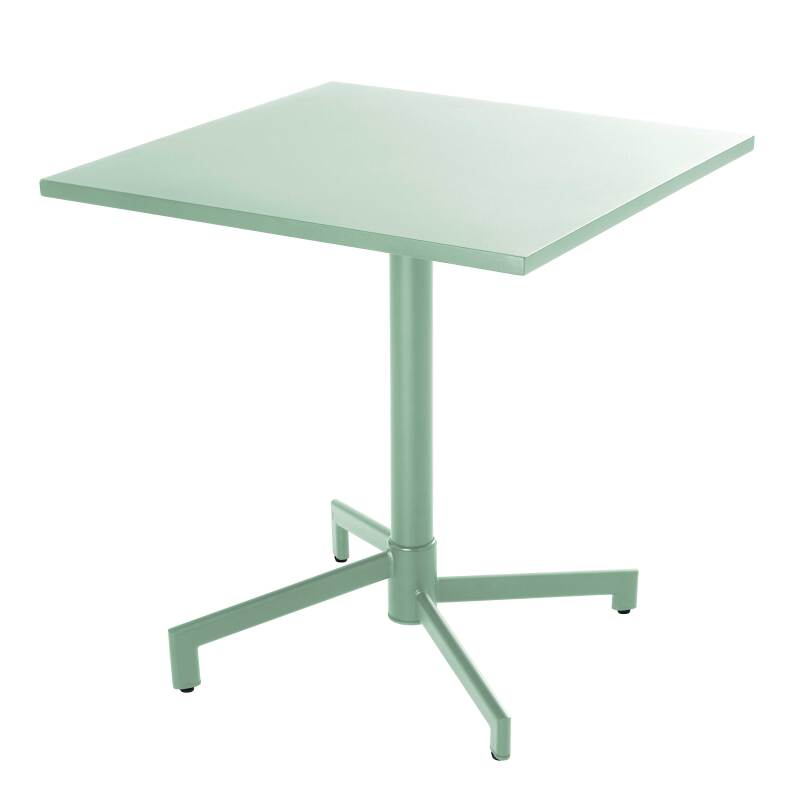 Tavolo da giardino bistrot quadrato inclnabile in metallo con piede incassato 70x70 cm e 2 sedie
