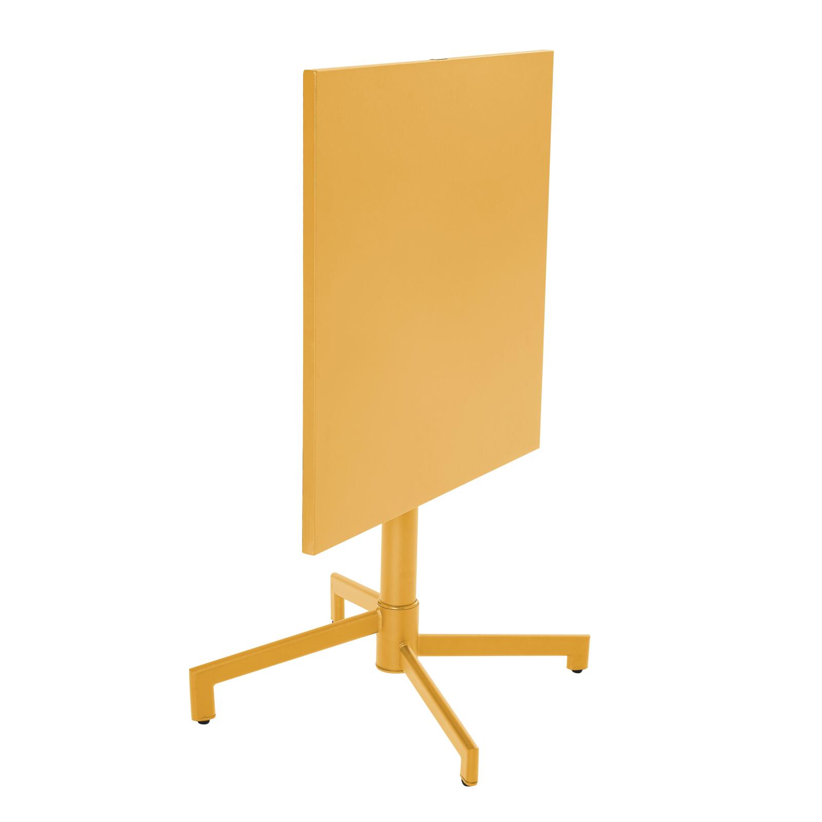 Tavolo da giardino bistrot quadrato inclinabile in metallo con piede incassato 70x70 cm e 2 sedie con braccioli