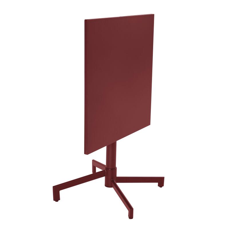 Tavolo da giardino bistrot quadrato inclinabile in metallo con piede incassato 70x70 cm e 2 sedie con braccioli (3/9)