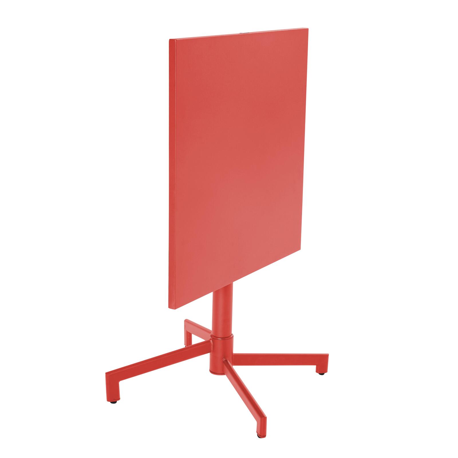 Tavolo da giardino bistrot quadrato inclinabile in metallo con piede incassato 70x70 cm e 2 sedie con braccioli