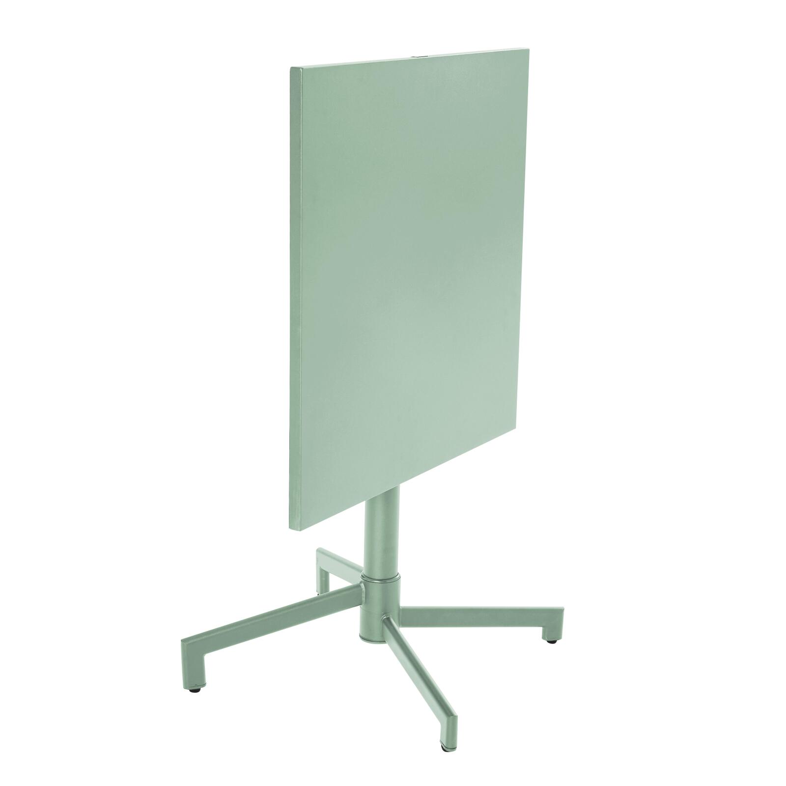 Tavolo da giardino bistrot quadrato inclinabile in metallo con piede incassato 70x70 cm e 2 sedie con braccioli