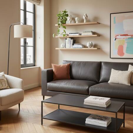 Divano 3 posti in pelle con cuscini sfoderabili (2/5)