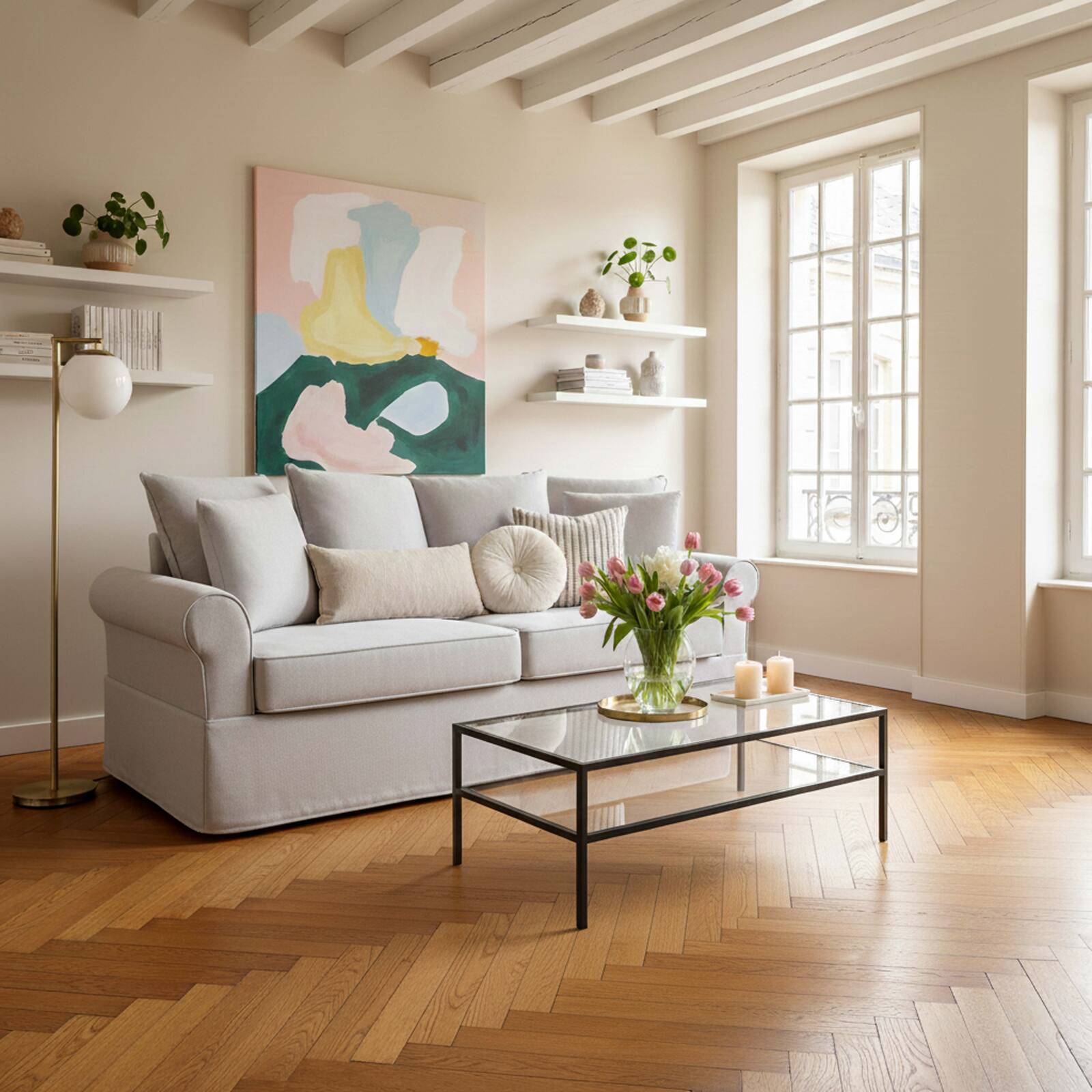 Divano 3 posti in tessutocon cuscino