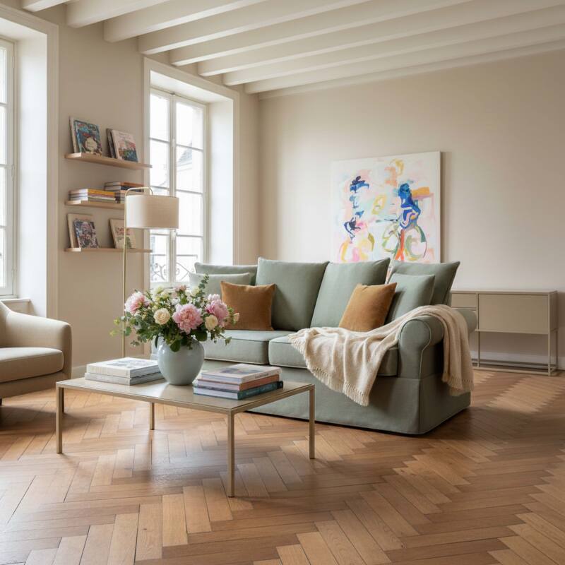 Divano 3 posti in tessutocon cuscino (2/8)