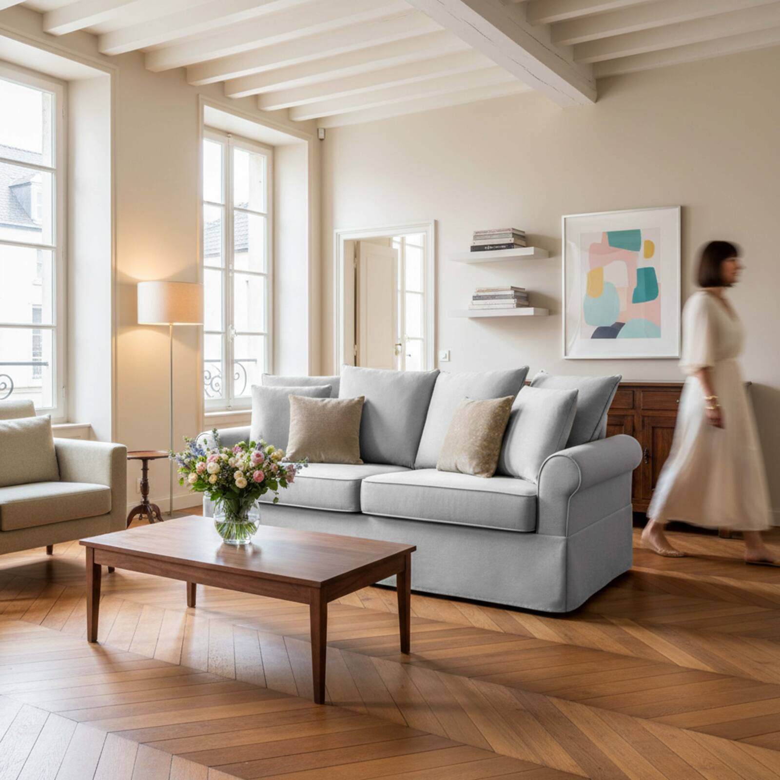 Divano 3 posti in tessutocon cuscino