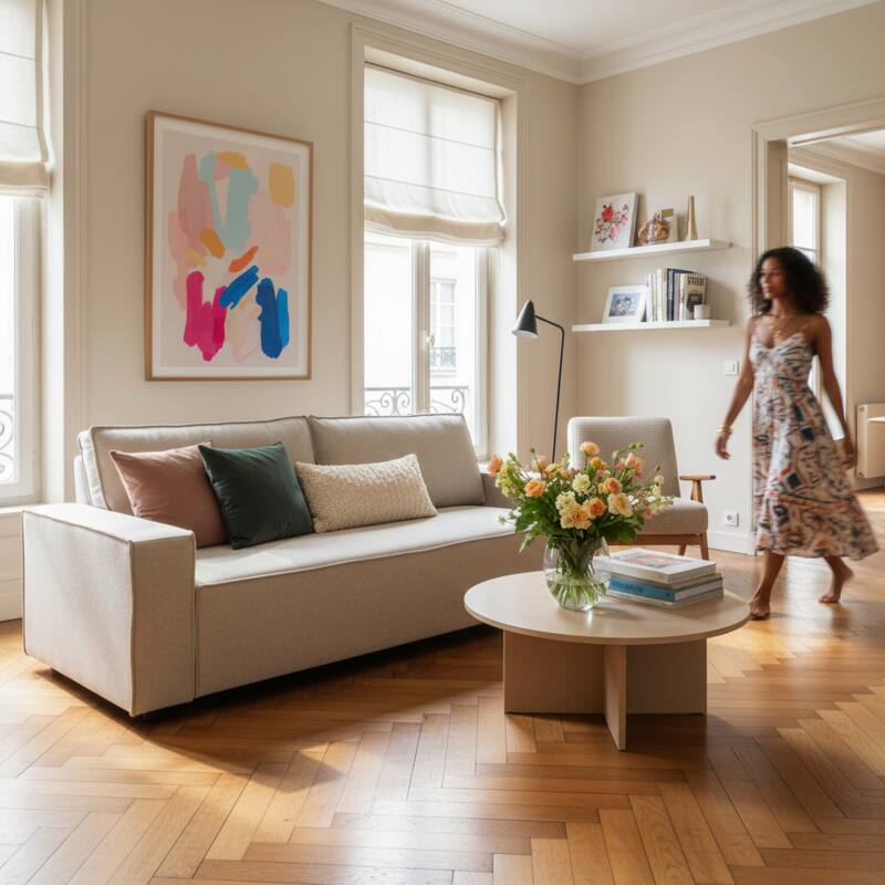 Divano letto 3 posti in tessuto