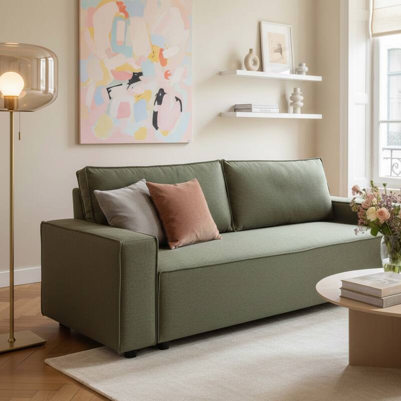 Divano letto 3 posti in tessuto (2/7)