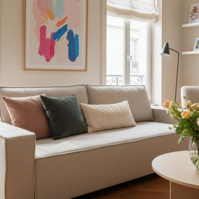 Divano letto 3 posti in tessuto (2/6)