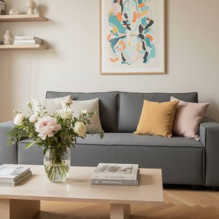 Divano letto 3 posti in tessuto (2/6)