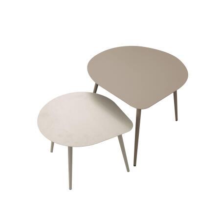 Tavolini piccoli impilabili da esterno rotondi in metallo 58x50x34 cm e 40x35x28 cm (2/7)