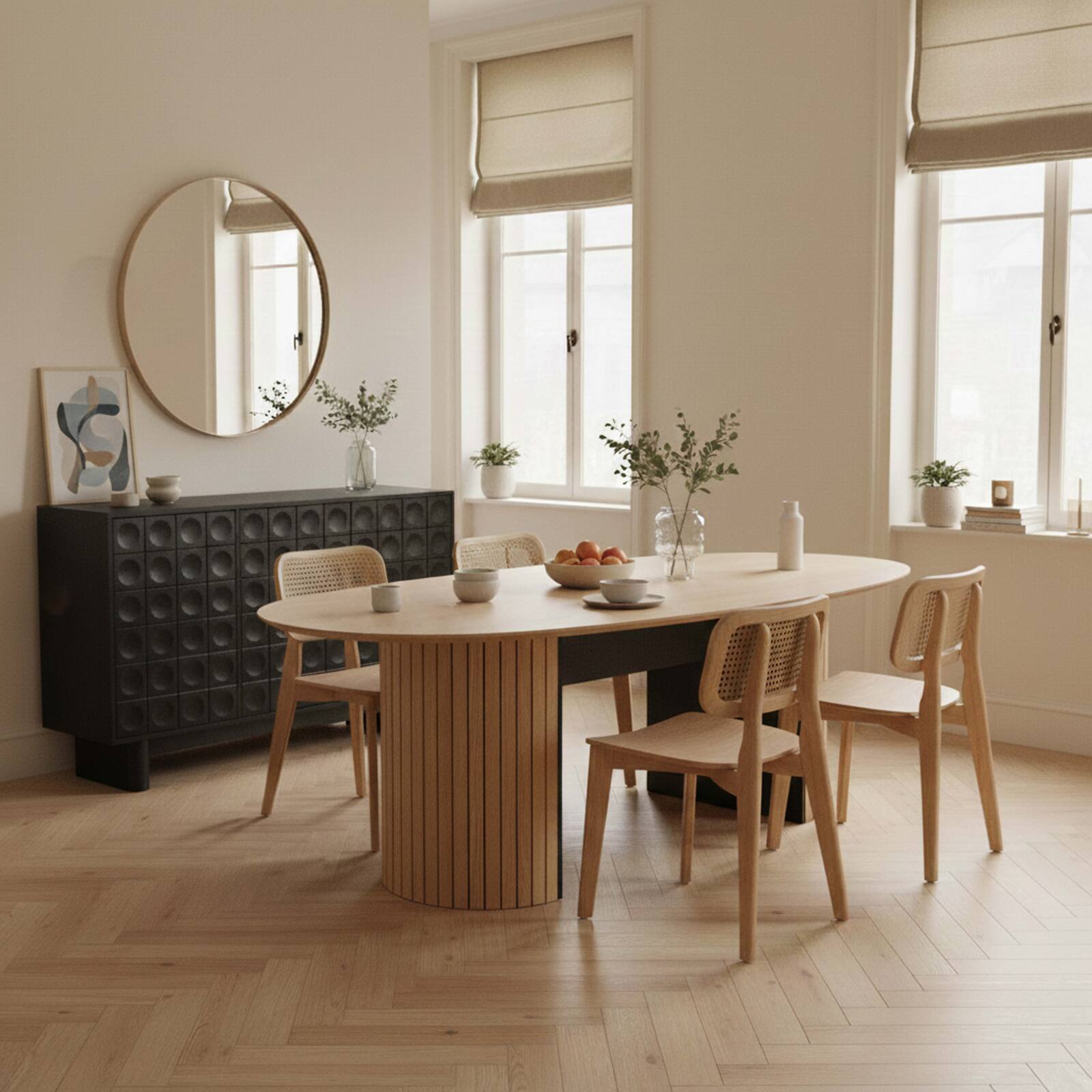Tavolo da pranzo ovale in effetto legno di rovere FSC® 10 persone