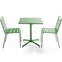 Tavolo da giardino bistrot quadrato inclinabile in metallo 70x70 cm e 2 sedie 