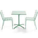 Tavolo da giardino bistrot quadrato inclinabile in metallo 70x70 cm e 2 sedie 