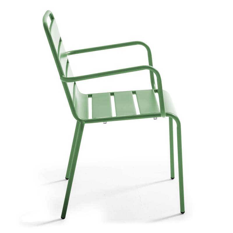 Tavolo da giardino bistrot in metallo quadrato inclinabile 70x70 cm e 2 sedie con braccioli (8/9)