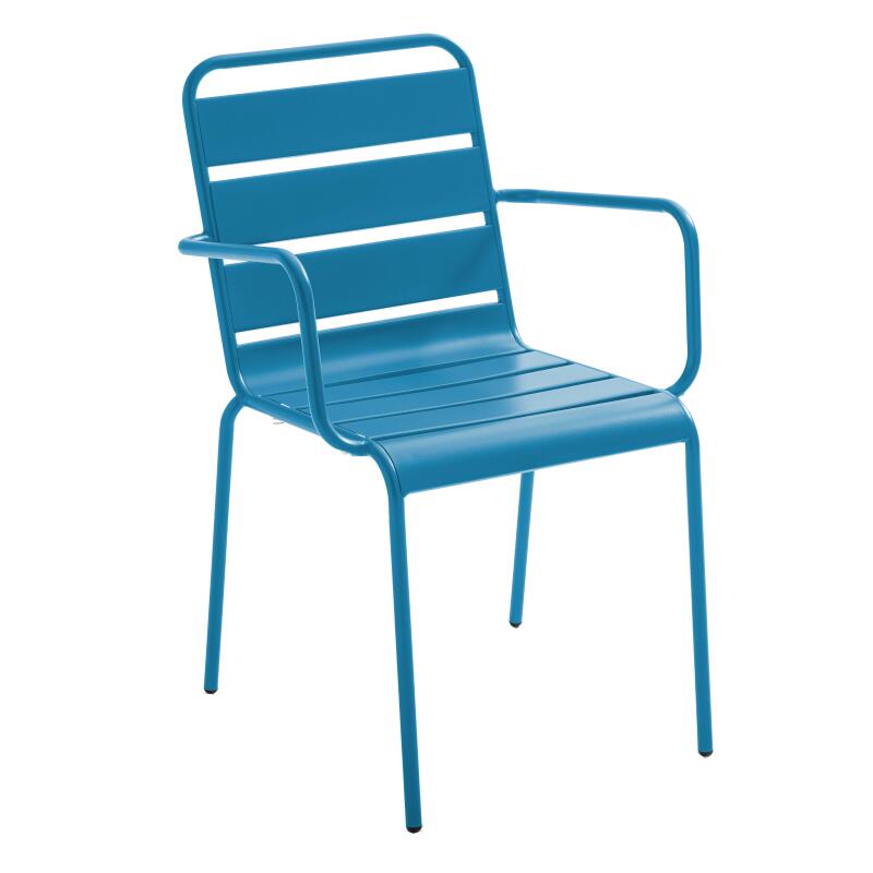 Tavolo da giardino bistrot in metallo quadrato inclinabile 70x70 cm e 2 sedie con braccioli (7/9)