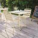 Tavolo da giardino bistrot in metallo quadrato inclinabile 70x70 cm e 2 sedie con braccioli