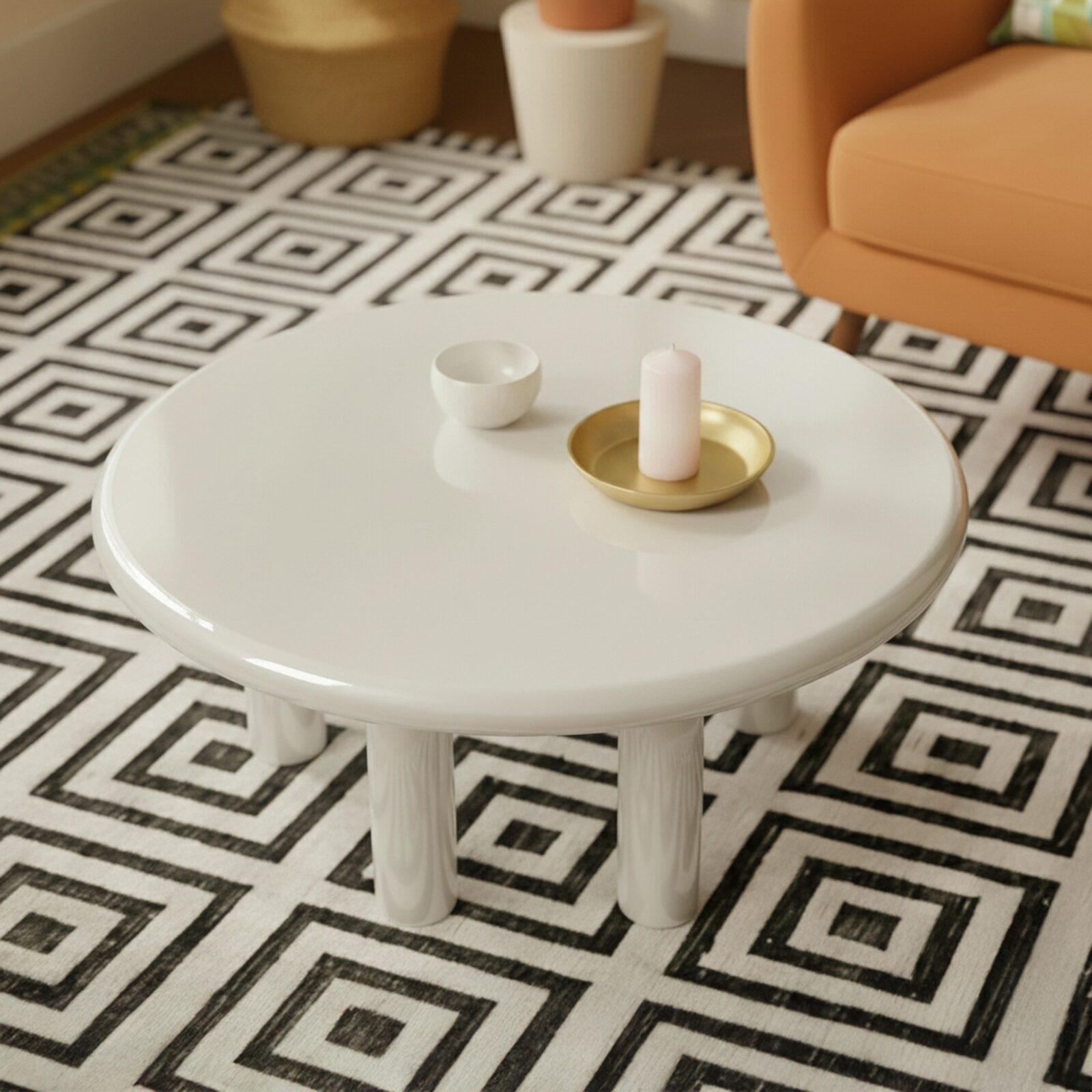 Tavolino da salotto effetto laccato rotondo Ø80 cm