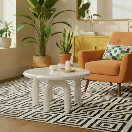 Tavolino da salotto effetto laccato rotondo Ø80 cm