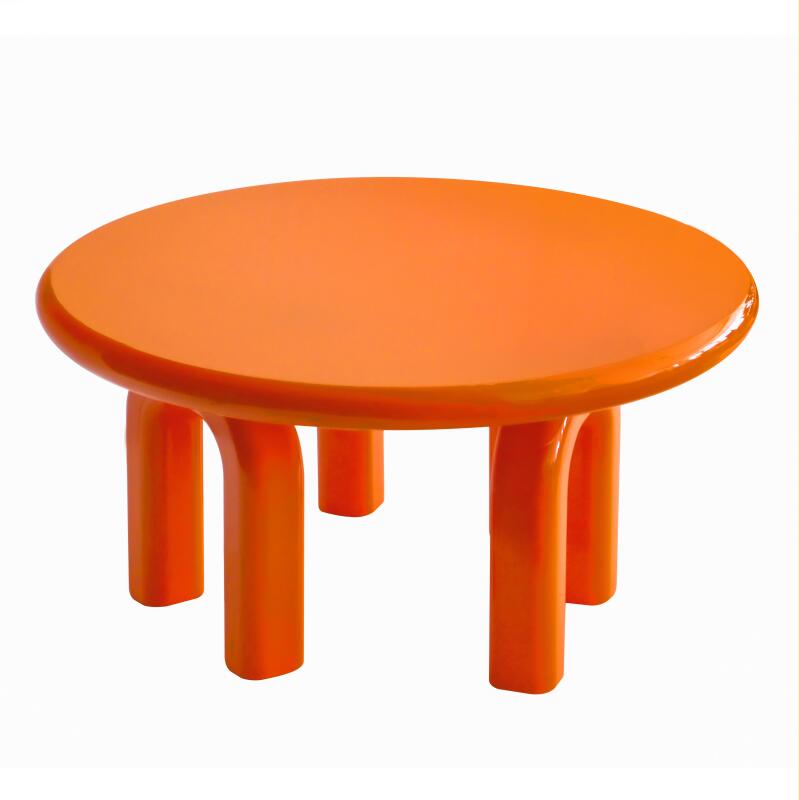 Tavolino da salotto effetto laccato rotondo Ø80 cm (3/4)